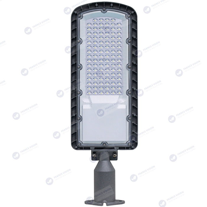 Lampe de rue filaire - Série FLEX ECO - 100 Watts - 12 000 Lumens - 120 Lumens/Watt - Angle 120 x 60° - IP66 - IK08 - 573 x 190 x 70mm - Tube d'insertion 50mm - 3000k