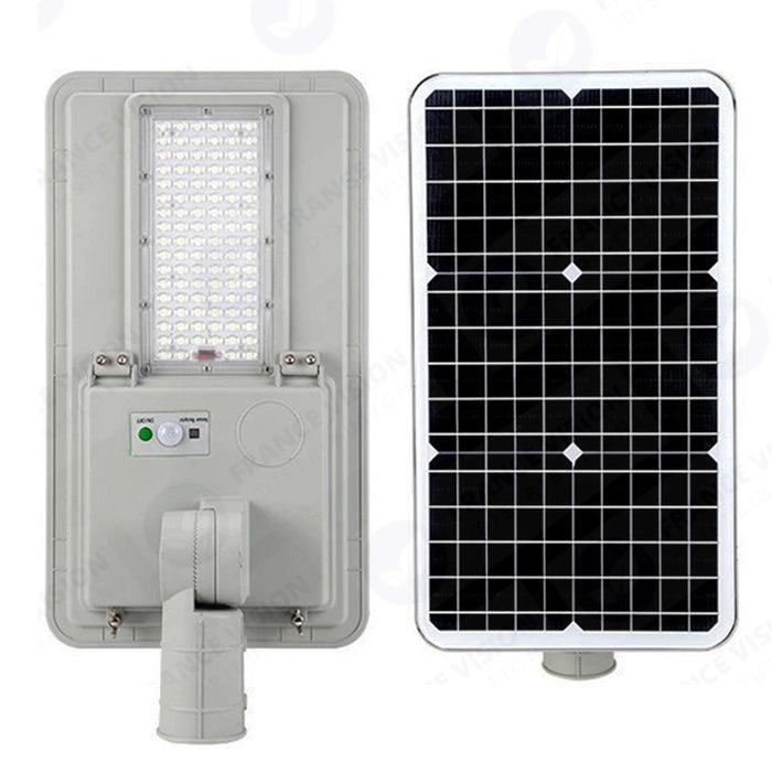 Lampadaire LED solaire ajustable - Série FLEX SOLAR - 300 Watts - 2500 Lumens - Support  ajustable à 90° - IP65 -  Lampe 66 x 33 x 13 cm - Panneau MONOCRISTALLIN 61 x 32 cm - Détecteur de mouvement - Télécommande - 6000k - STRUCTURE ALUMINIUM