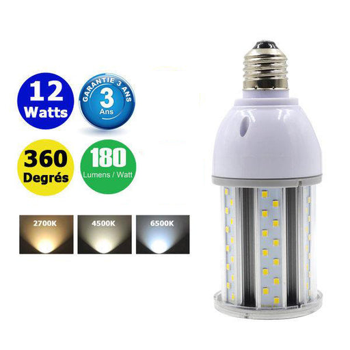 Ampoule LED E27 / E40 au choix - Série CL6 - 12 Watts - 2160 Lumens - 180 Lumens/Watt - 64 x 157 mm - Angle 360° - IP44 - Garantie 3 ans