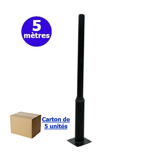 Lot de 5x Mâts / Poteaux pour lampe de rue - Série STANDARD - 5 mètres - Couleur Noir