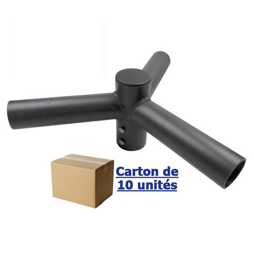 Carton / Lot de 10x Triples têtes de mât perpendiculaire - Insertion mât diamètre 80mm / Support 60mm