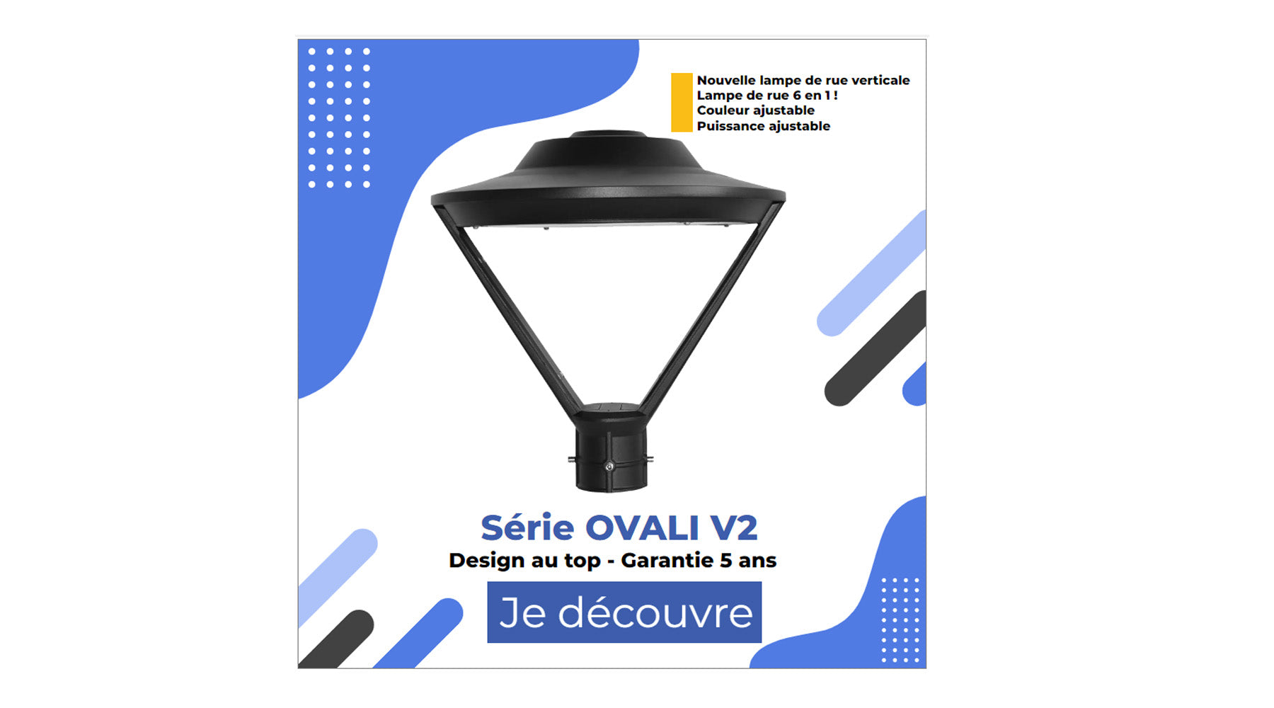 [NOUVEAU] Lampe de jardin et parking - Série OVALI V2 CCT (Couleur Changeante en Température) & Puissance Ajustable