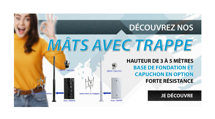 [NOUVEAU] Mâts / Poteaux pour lampe de rue - Série STANDARD V2 - Avec Trappe - Couleur noire