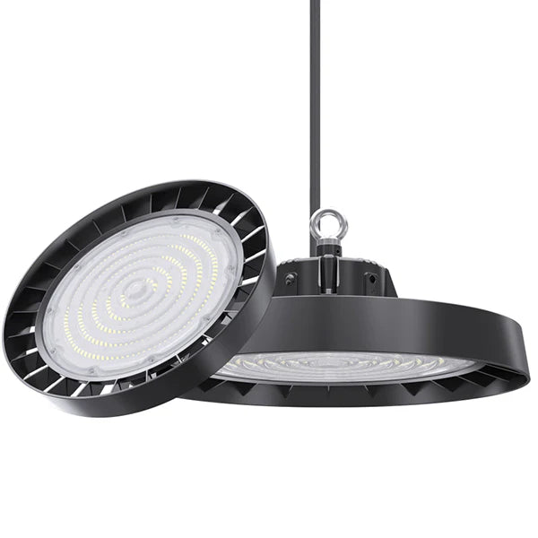 Pack de 2x Lampes jardin / Parking - Filaire - CCT (Couleur Changeante en Température) - Série OVALI UFO - 120 Watts - 14 400 Lumens - 120 Lumens/Watt - Angle 90° - IP54 -  38 x 12 cm - Structure en Aluminium - Tube d'insertion 60mm