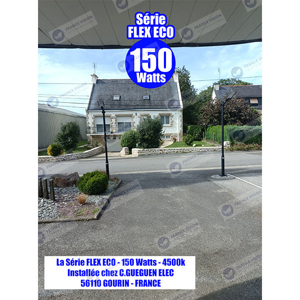 Lampe de rue filaire - Série FLEX ECO - 100 Watts - 12 000 Lumens - 120 Lumens/Watt - Angle 120 x 60° - IP66 - IK08 - 573 x 190 x 70mm - Tube d'insertion 50mm - 6000k