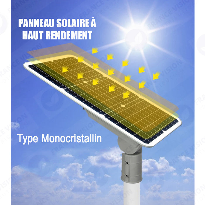Lot de 6x Lampadaires LED solaires ajustables - Série FLEX SOLAR - 300 Watts - 2500 Lumens - Support  ajustable à 90° - IP65 -  Lampe 66 x 33 x 13 cm - Panneau MONOCRISTALLIN 61 x 32 cm - Détecteur de mouvement - Télécommande - 6000k - STRUCTURE ALUMINIUM