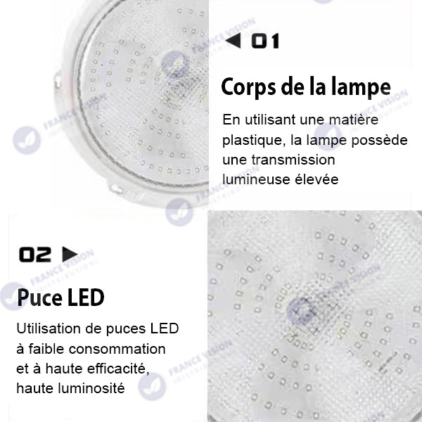 Double Plafonnier LED Solaire CCT (Couleur Changeante en Température ) - Rendu lumineux 200 Watts - Série HOME DOUBLE 200 – 2x 1100 Lumens - Lampe diamètre 36 cm - Panneau solaire 70 x 35 x 2 cm - IP65 - Avec télécommande multifonctions