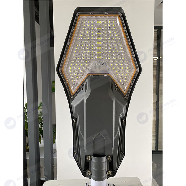 Lot de 5x Lampes de rue solaire - Série INTERSTELLAR ELITE 800 Watts - 5600 Lumens - Angle 150*70° - IP66 - Lampe 75 x 34 x 10 cm - Panneau MONO 67 x 45 x 3 cm - Contrôleur intelligent - Avec télécommande - 3000k - Support inclus - Capteur crépusculaire