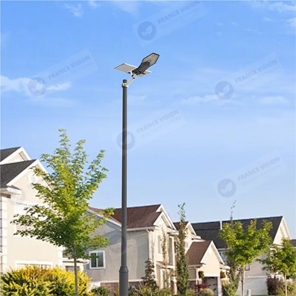 Lot de 5x Lampes de rue solaire - Série INTERSTELLAR ELITE 800 Watts - 5600 Lumens - Angle 150*70° - IP66 - Lampe 75 x 34 x 10 cm - Panneau MONO 67 x 45 x 3 cm - Contrôleur intelligent - Avec télécommande - 3000k - Support inclus - Capteur crépusculaire