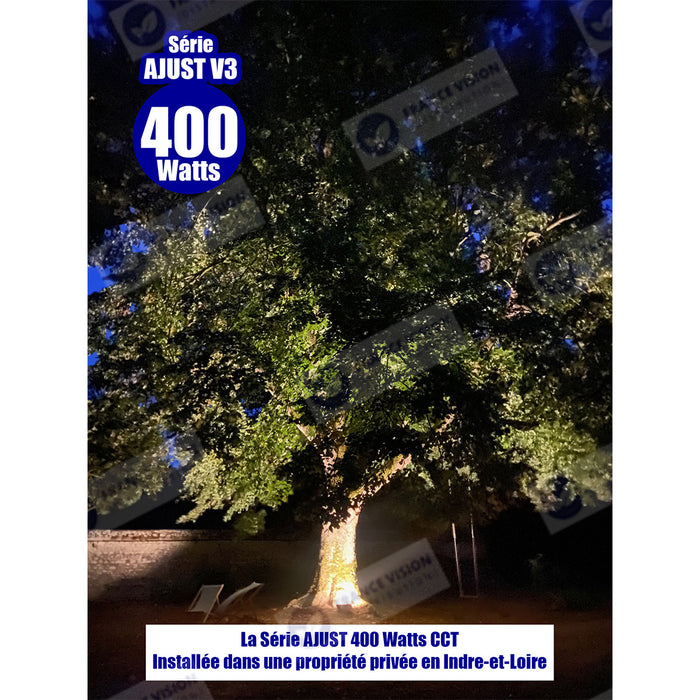 Lot de 5x Projecteurs LED solaire  Série AJUST V3 - CCT (Couleur Changeante en Température ) - Rendu lumineux 400 Watts - 2800 Lumens - 120° - IP65 - Lampe 36 x 30 x 5 cm - Panneau MONOCRISTALLIN 39 x 30 x 2 cm - Télécommande - Capteur crépusculaire