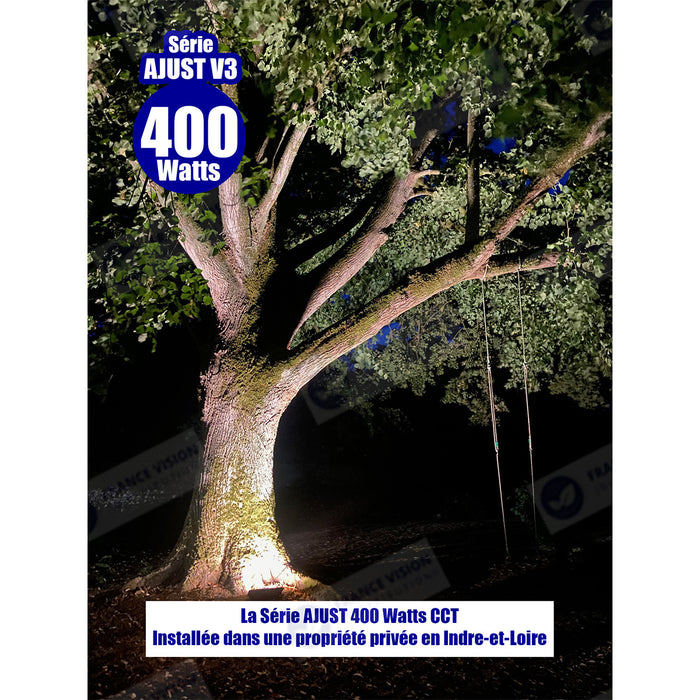 Lot de 5x Projecteurs LED solaire  Série AJUST V3 - CCT (Couleur Changeante en Température ) - Rendu lumineux 400 Watts - 2800 Lumens - 120° - IP65 - Lampe 36 x 30 x 5 cm - Panneau MONOCRISTALLIN 39 x 30 x 2 cm - Télécommande - Capteur crépusculaire