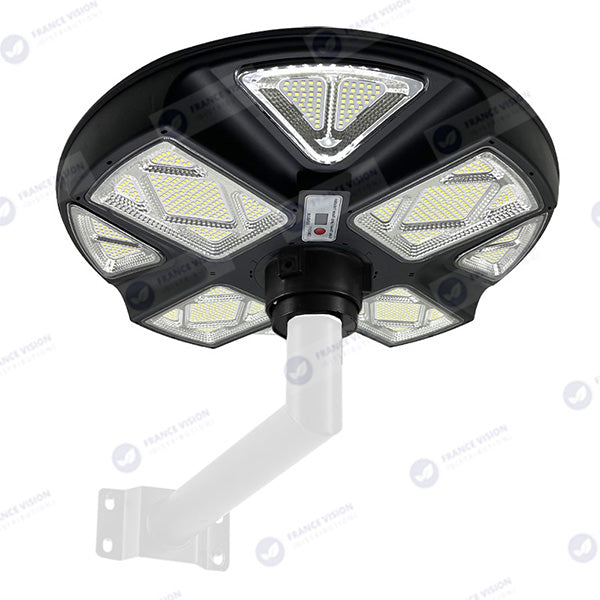 Lot de 5x Lampes solaires pour extérieur - Série OVNI CRYSTAL V2 - 300 Watts - 1900 Lumens - Angle 360° - IP65 - Lampe 55 x 55 cm - Panneau polycristallin 42 x 35 cm - Tube d'insertion 60/76 mm - Détecteur de mouvement - Télécommande - 6000k