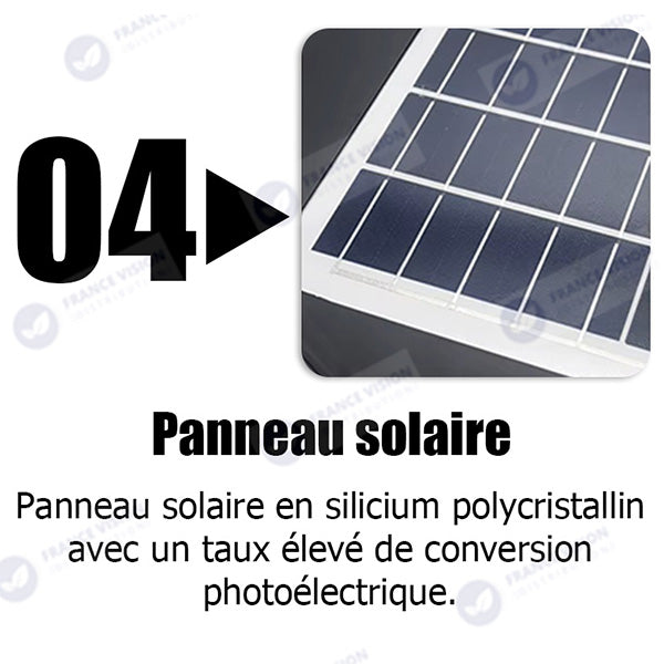 Lot de 5x Lampes solaires pour extérieur - Série OVNI CRYSTAL V2 - 300 Watts - 1900 Lumens - Angle 360° - IP65 - Lampe 55 x 55 cm - Panneau polycristallin 42 x 35 cm - Tube d'insertion 60/76 mm - Détecteur de mouvement - Télécommande - 6000k