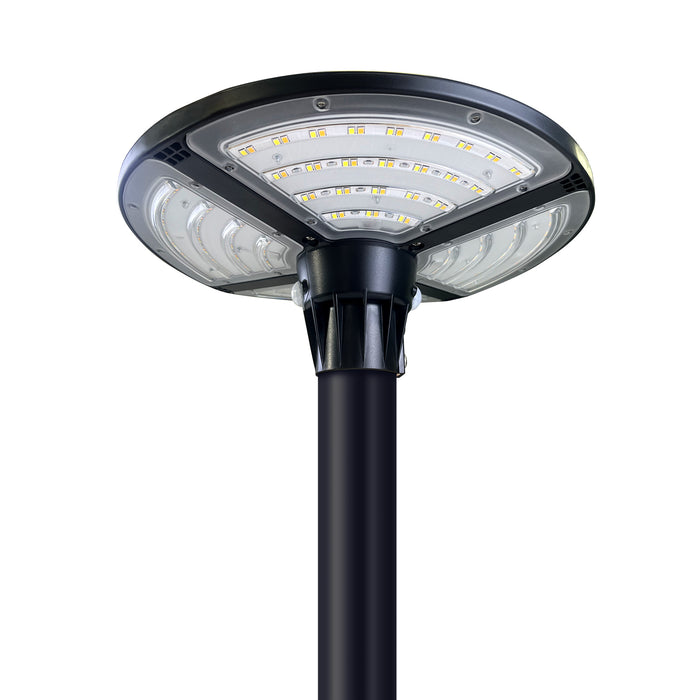 Lampe solaire pour extérieur - Série OVNI FUTUR V3 - MODULAIRE & CCT - 1800 Watts - 4800 Lumens - IP65 - Angle 140° - 40 x 14 cm - Panneau MONOCRISTALLIN - Tube d'insertion 50-60mm - Avec Détecteur de mouvement - Avec Télécommande