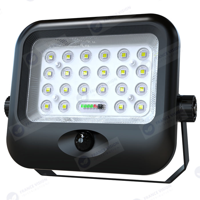 Lot de 10x Projecteurs LED solaires - Série SECURITY V4 - CCT - Rendu lumineux 200 Watts - 1600 Lumens - Angle 90° - IP65 - Lampe 23 x 18 x 5 cm - Panneau MONOCRISTALLIN FULL BLACK 27 x 18 x 2 cm - Avec détecteur de mouvement - Avec télécommande