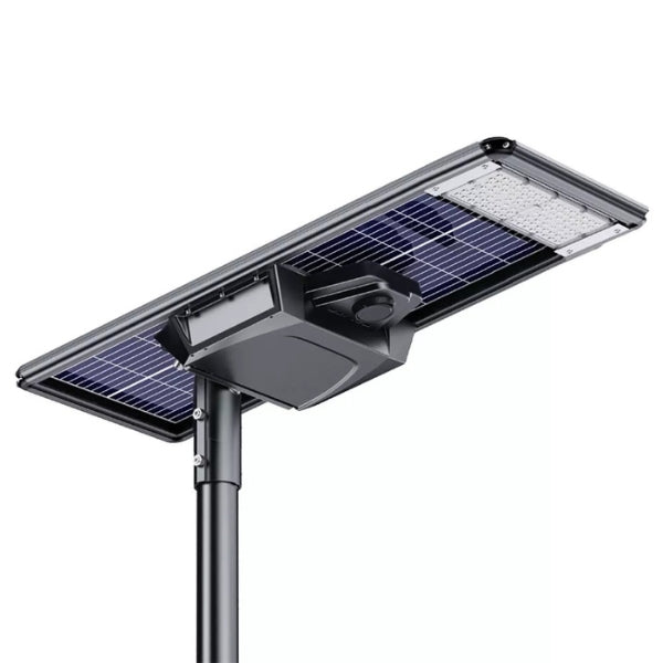 Lot de 4x Lampes de rue solaires - Série STARSHIP ELITE - 12 800 Lumens - Angle 150x70° - IP65 - 3000k/4000k/6000k au choix - Structure ALUMINIUM - Tube d'insertion 76mm - Régulateur MPPT - Détecteur de mouvement - Télécommande - Garantie 3 ans