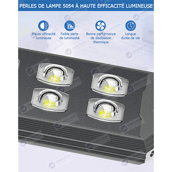 Lampe de rue solaire - Série STARSHIP ULTRA BLACK - Rendu lumineux 2000 Watts - 5000 Lumens - 6000k - Angle 140*70° - IP65 - Structure aluminium - Dimensions 108 x 22 x 8 cm - Tube 60mm - Contrôle intelligent - Détecteur de mouvement - Télécommande