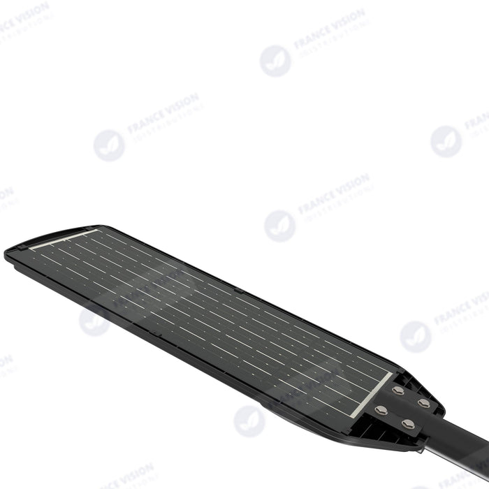 Lot de 12x Solaires - Luminaire LED pour Candélabre / Lampe de rue et parking - Série VIEW V2 - 400 Watts - 2700 Lumens - Angle 140*70° - IP65 - Lampe 72 x 25 x 5 cm - Panneau MONOCRISTALLIN - Détecteur de mouvement - 6000k - Tube d'insertion 45mm