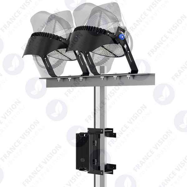 Projecteur de stade - Série ROUND V2 - 500 Watts -  95 000 Lumens - 190 Lumens/Watt - Angle 20° /  30° / 45° / 60° au choix - IP66 - 59 x 51 x 26 cm - 3000k à 6500k - Dimmable - Transformateur SOSEN - Garantie 5 ans