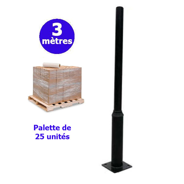 Palette de 25x Mâts / Poteaux pour lampe de rue - Série STANDARD - 3 mètres - Couleur Noir