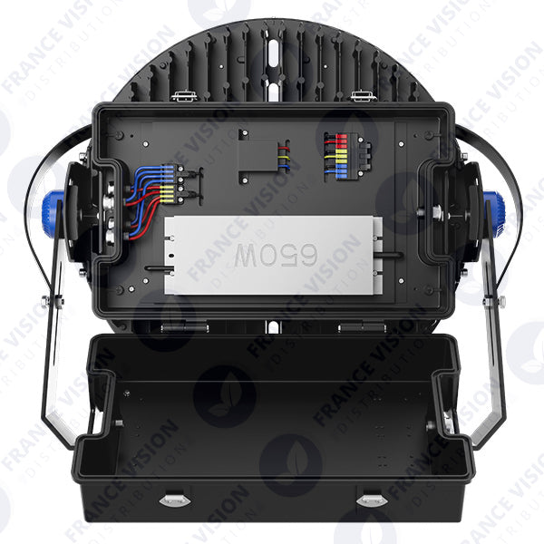 Projecteur de stade - Série ROUND V2 - 500 Watts -  95 000 Lumens - 190 Lumens/Watt - Angle 20° /  30° / 45° / 60° au choix - IP66 - 59 x 51 x 26 cm - 3000k à 6500k - Dimmable - Transformateur SOSEN - Garantie 5 ans