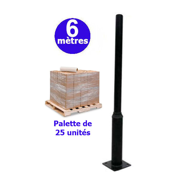 Palette de 25x Mâts / Poteaux pour lampe de rue - Série STANDARD - 6 mètres - Couleur Noir