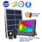 Carton / Lot de 5x Projecteurs LED solaires - Série WARRIOR RGBW (Multicolores + Blanc) - 100 Watts - Angle 120° - Lampe 26 x 20 x 6 cm - IP67 - Avec télécommande - Avec capteur crépusculaire - Bluetooth - Rythme musical - Panneau solaire inclus