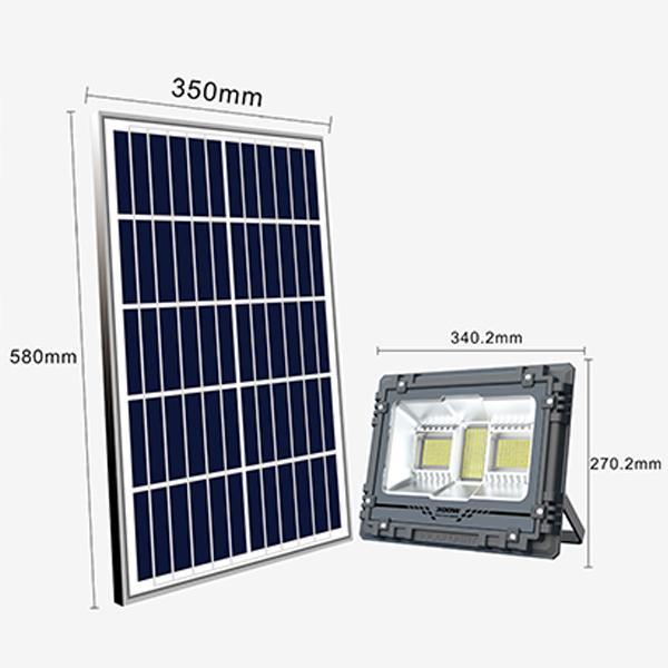 Projecteur LED solaire - Série WARRIOR - 800 Watts - Angle 120° - Lampe 39 x 30 x 8 cm - Panneau solaire 67 x 45 cm - IP67 - Avec télécommande - Dernière génération Solaire - Couleur éclairage 4000K