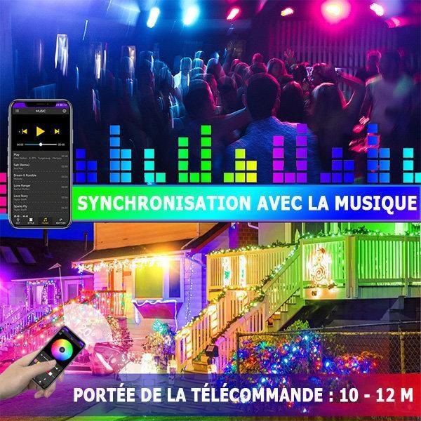 Projecteur LED solaire - Série WARRIOR RGBW (Multicolores + Blanc) - 800 Watts - Angle 120° - Lampe 38,5 x 30,3 x 8cm - IP67 - Avec télécommande - Avec capteur crépusculaire - Bluetooth - Rythme musical