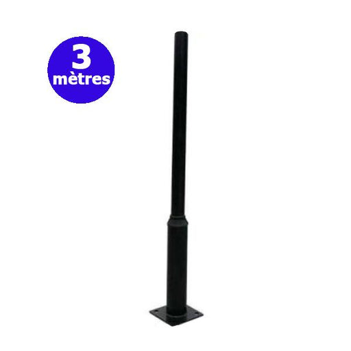 Mât / Poteau pour lampe de rue - Série STANDARD - 3 mètres - Couleur Noir