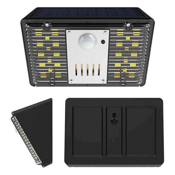 Alarme LED solaire 120dB - Série  TACTIC V2 - IP65 - 12 x 8 x 6 cm - Avec télécommande - Avec détecteur de mouvement - 4 modes d'éclairage - Installation facile