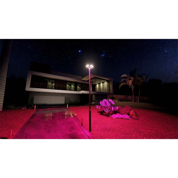 Lampe LED solaire  - Série OVNI FUTUR - RGBWW - Type UFO - 1200 Watts - 2800 lumens - Panneau Monocristallin - Angle 360° - Diamètre tube d'insertion 76 mm - Télécommande - Application mobile Bluetooth - Rythme musical - Couleur 3000K / 6000K / RGB