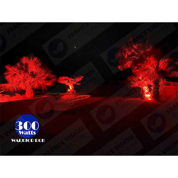 Carton / Lot de 5x Projecteurs LED solaires - Série WARRIOR RGBW (Multicolores + Blanc) - 100 Watts - Angle 120° - Lampe 26 x 20 x 6 cm - IP67 - Avec télécommande - Avec capteur crépusculaire - Bluetooth - Rythme musical - Panneau solaire inclus