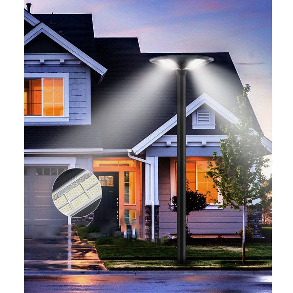 Palette de 14x Lampes solaires pour extérieur - Série OVNI - Version HERCULE 500 - Rendu lumineux 500 Watts - 2200 lumens – Angle 360° - Diamètre tube d'insertion 60 / 76 mm - Avec détecteur de mouvement – Capteur crépusculaire - Avec télécommande - 4000k